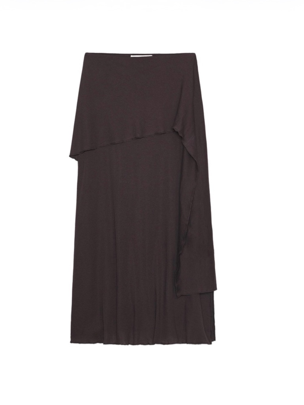 Zara Dark Brown Asymmetric Draped Midi Skirt